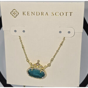 Kendra Scott Disney Elisa Princess Blue/Green Illusion Pendant Gold Necklace